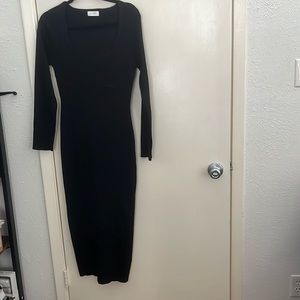 Meshki Black Long sleeve knit midi dress